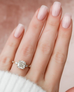 Elegant Cushion Cut <b>Solitaire</b> Diamond Engagement <b>Ring</b> with Pear Side Stones in <b>Silver</b> Finish for Women Wedding Jewelry - Product Image 6