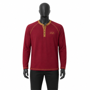Custom Men's Long Sleeve Henley Shirt <b>Raglan</b> Sleeve Contrast Color Casual Cotton T-shirt Sports Wear Slim Fit Pullover Male <b>Tops</b> - Product Image 1