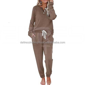 Haute qualité deux pièces tenues femmes décontracté à manches longues survêtements survêtement survêtement Premium hiver porter poches dernière conception - Product Image 1