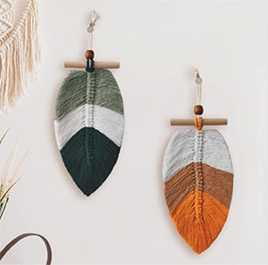 Magnifiques tentures murales en macramé crème assorties en trio, mettant en valeur des détails de nœuds contemporains complexes, décoration intérieure, disponibles en version verticale - Product Image 5