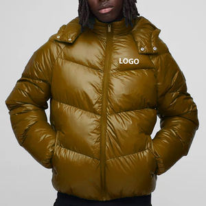 Blouson d'hiver matelassé pour homme, design personnalisé de haute qualité, à capuche, col montant, logo sur le devant en toile, style streetwear - Product Image 5