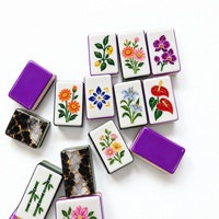 Jeu de Mahjong américain en marbre et citron avec 160 tuiles en acrylique et motifs décoratifs pour les clubs de Mahjong