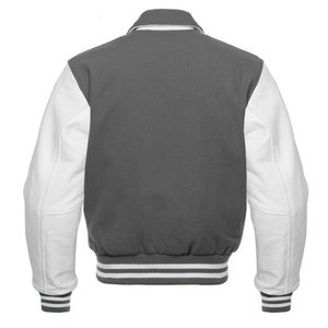 Nouvelle veste bomber universitaire en laine bleu roi et cuir noir, col montant, style universitaire, design streetwear, logo frontal - pour l'hiver - Product Image 4