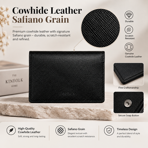 Black Pebbled <b>Card</b> <b>Wallet</b> <b>Slim</b> ID Holder Coin Purse Leather Look Pouch with Embroidery and Polyester Lining for Daily Use - Product Image 4
