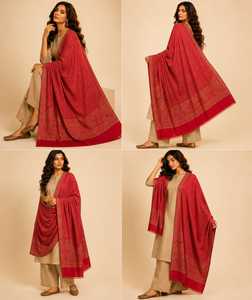 Women's <b>Red</b> Printed Saree with <b>Blouse</b> Ethnic Dress Set Glossy Texture Casual Wear Reversible for Prom Wedding Party - Product Image 5