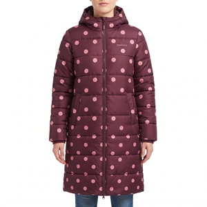 Women's Belted Polka Dot Sublimation Puffer Jacket Hooded Quilted Long Winter Coat Warm <b>Padded</b> Outdoor Fashion Casual Jacket New - Product Image 1