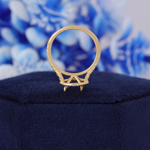 แหวนหมั้นเพชรทรงเหลี่ยมประดับเพชรแบบพาเว่สำหรับผู้หญิง ทองคำแท้ 14K สีเหลือง ดีไซน์หรูหรา เหมาะสำหรับงานแต่งงานและวันครบรอบ - Product Image 5