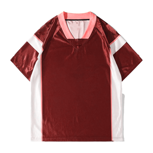 Maillot de football unisexe à col en V, sublimé, manches courtes, anti-humidité, violet et blanc, coupe athlétique, adulte - Product Image 2
