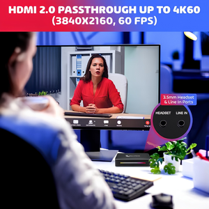 4K HD Video Capture Box with HDMI Input, HDMI Pass Through, <b>USB</b> <b>Plug</b> & Play, 4K60 HDR Recording & Live Streaming - Product Image 3