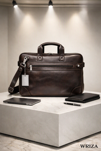 WRIZA Sac messager en cuir véritable, grande capacité, fermeture à glissière, sac d'affaires durable pour hommes, toutes saisons, bandoulière réglable - Product Image 3