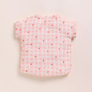 Camisetas de bebé extragrandes de muselina orgánica de primera calidad con estampado de fresa - Product Image 3