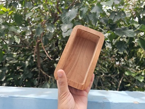 Portavelas de Madera, Forma Cuadrada, Acabado Natural, Decoración para el Hogar - Product Image 2