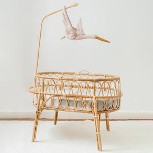 Cuna de madera para bebé con barra para mosquitero, excelente calidad, hermosa cuna de ratán para recién nacidos - Product Image 3