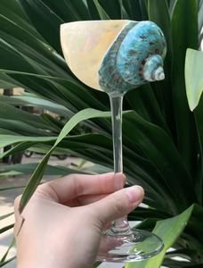 Copa de vino artesanal de concha marina natural de Vietnam, taza para beber de concha para vino, cócteles, decoración de mesa de bar, estilo rústico - Product Image 4