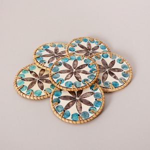 Rattan pearl inlay <b>coaster</b> set cheap price <b>coasters</b> <b>for</b> beer teacup decorative <b>drink</b> trivet - Product Image 3