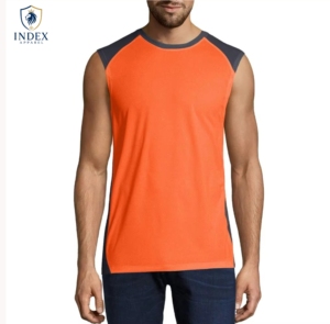Débardeur sans manches pour homme Index Apparel, orange, col rond, color-block, séchage rapide, tricoté, décontracté, sport - Product Image 1