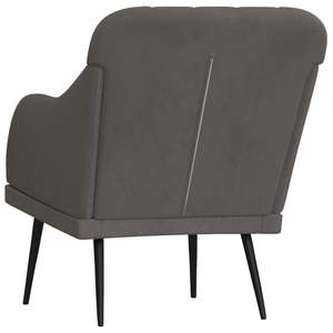 Fauteuil en velours gris foncé 100% polyester pour salon, avec structure en métal et contreplaqué, matériau moyen - Product Image 5