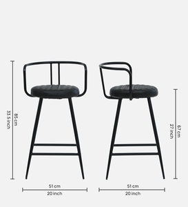 Minaj Metal <b>Bar</b> Chair <b>Adjustable</b> Black Finish PU Leather Modern Industrial Luxury Counter Height <b>Stool</b> Commercial Use <b>Bar</b> - Product Image 2