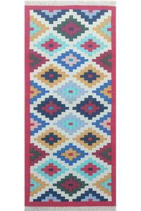 Tissé à la main Artisan Coton Dhurrie Kitchen Runner Tapis de zone à fort trafic pour les espaces étroits Ensemble inclus - Product Image 2