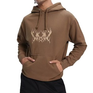 Sudadera con Capucha Marrón para Hombre con Diseño Estampado en la Parte Delantera, Corte Regular, Sudadera Informal de Forro Polar, 100% Algodón, Ropa de Otoño - Product Image 3