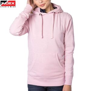 Sudadera con capucha rosa para mujer, de manga larga, color sólido, informal, de punto, para otoño - Product Image 1