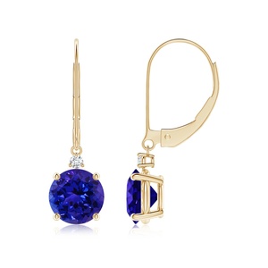 Natural Blue Sapphire Diamond Drop <b>Earrings</b> 14Kt Solid <b>Gold</b> Leverback <b>Dangle</b> Round Cut Fine Jewelry Gift for Women - Product Image 1