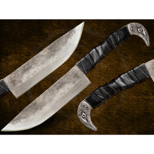 Cuchillo Vikingo Hecho a Mano con Punta de Lanza con Diseño de Cara de Cuervo, Mango de Cuero, Acero con Alto Contenido de Carbono de Grado Industrial, Coleccionable, OEM - Product Image 6