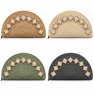 Sac à main demi-lune en jute personnalisable et écologique pour femme, 15x7 pouces, avec perles géométriques et garniture dorée, impression sérigraphique promotionnelle - Product Image 4