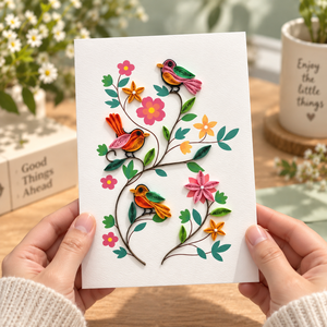 Tarjetas de Felicitación Hechas a Mano al por Mayor con Diseño de Aves y Jardín Floral, Papelería Artística de Alta Calidad del Fabricante - Product Image 5