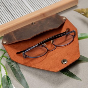 Sleek Minimalist Leather <b>Glasses</b> Holder Lightweight Travel Eyewear Sleeve Genuine Leather Factory Price LGC-0054 - Product Image 1