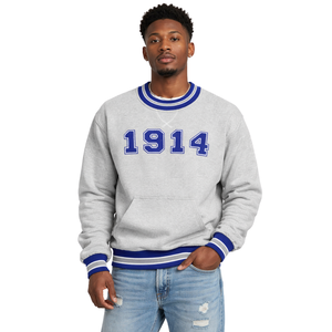 Phi Beta Sigma <b>Grey</b> 1914 Chenille Crewneck Greek Fraternity Apparel with Classic Chenille Design Premium Comfort and Style - Product Image 1