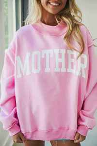เสื้อสเวตเชิ้ต MOTHER สีชมพู คอกลมทรงโอเวอร์ไซส์ พิมพ์ลายตัวอักษร แขนยาว ผ้าถัก คอเต่า สำหรับผู้หญิง ใส่ได้ในฤดูใบไม้ร่วง - Product Image 6
