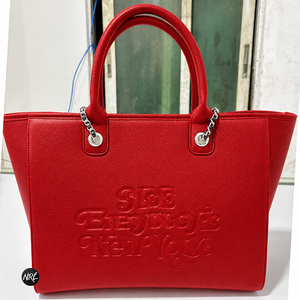 <b>Red</b> PU Womens Tote Bag with Chain Strap Solid Color Elegant Wholesale Daily Use Large Capacity Shoulder Bags All Seasons Fashion - Product Image 1