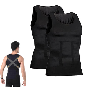 Débardeur de compression vintage pour homme, sans manches, respirant, correcteur de posture, soutien dorsal en X - Product Image 1