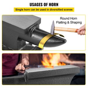 Incudine in ghisa da 25 libbre con corno singolo, base stabile da 6,8 x 3,5 pollici, elevata durezza, corno robusto, 11 kg, materiale in acciaio - Product Image 4