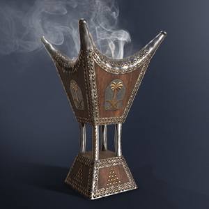 Wooden Metal Incense Burner Saudi Emblem Mabkhara <b>Oud</b> <b>Bakhoor</b> Censer Traditional Arabian Tabletop Home Fragrance - Product Image 1