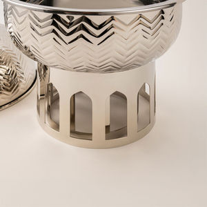 Elegante Calentador de Comida Tipo Buffet de Plata Martillada de Lujo con Soporte Caligráfico para Catering - Product Image 6
