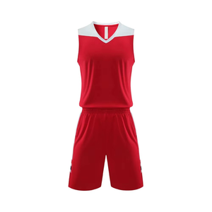 Conjunto de Camiseta de Baloncesto sin Mangas con Cuello en V Rojo, Uniforme Deportivo Transpirable de Poliéster para Adultos Unisex, para Todas las Temporadas - Product Image 1
