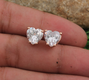 925 Sterling <b>Silver</b> CZ Heart <b>Stud</b> Earrings for Women Gold PVD Plated Hypoallergenic Sparkling Cubic Zirconia Love Heart Je - Product Image 4