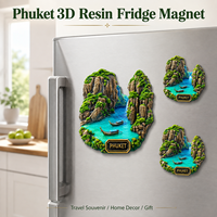 Aimant de réfrigérateur personnalisé en résine 3D, impression bateau, pour souvenirs de voyage en Thaïlande, vente en gros