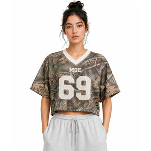 Maillot de football américain personnalisé en maille camouflage Real Tree, impression numérique personnalisée, streetwear, t-shirts camouflage, tee-shirt de football - Product Image 4