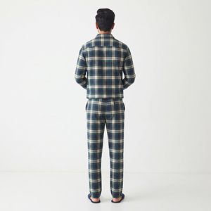 Men's <b>Plaid</b> Printed Cotton <b>Pajama</b> Set Full Sleeve Turn-down Collar Breathable Winter Loose Fit Side Pockets Streetwear 2-in-1 - Product Image 2