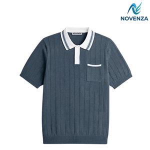 Polo de Punto Plano Novenza, Manga Corta, Informal, con Cuello, de Novenza - Product Image 5