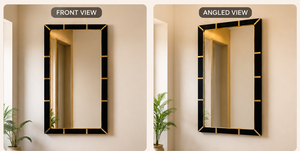 Bone <b>Frame</b> Wall <b>Mirror</b> Rectangle Design Decorative <b>Mirror</b> for Bathroom Bedroom Living Room Modern Stylish Wall Mounted 24*36 In - Product Image 3