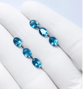 Topaze bleue naturelle, taille ovale 4x6MM-10x14MM, traitée thermiquement, pierre précieuse en vrac facettée AAA pour la fabrication de bijoux (bague, pendentif) - Product Image 5