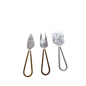 Premium 3-Piece Gold Stainless Steel <b>Cheese</b> <b>Knife</b> <b>Set</b> With Hammered Brass Handles Luxury Handcrafted Charcuterie Utensils - Product Image 4