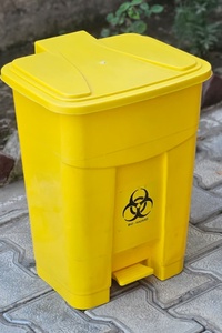 Red Rectangular Medical Waste <b>Bin</b> With <b>Lid</b> Biohazard Symbol Indoor Outdoor Hospital Use Plastic Storage Bucket - Product Image 6