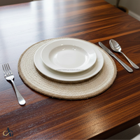 AG Elements Set de table artisanal indien en jute et coton, 14 pouces, tissé naturellement, motif spirale, contemporain, écologique, antidérapant, résistant à la chaleur