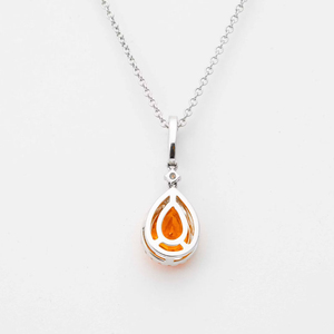 Collier Pendentif Classique Hecza Jewels en Or Blanc 14K avec Spessartite Poire et Diamant de Laboratoire Certifié IGI pour un Style Festif et Luxueux - Product Image 3