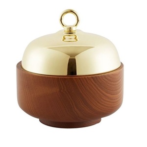 Olla árabe metálica con base de madera, de la mejor calidad, hecha a mano, cacerola de lujo de forma redonda para servir en hoteles, bodas y fiestas. - Product Image 6